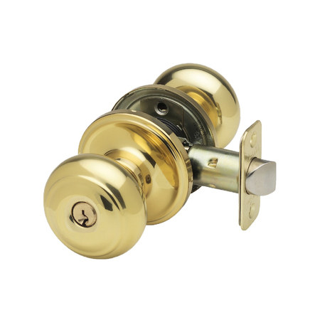 COPPER CREEK Colonial Knob Keyed Entry Function, Polished Brass CK2040PB